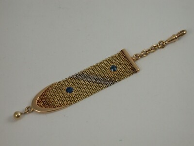 antik Chatelaine Bierzipfel Uhrenkette mit Saphiren England Gold