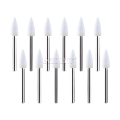 AZDENT Dental White Stone Polishing Burs FG Aluminum for Metal Resin Porcelain