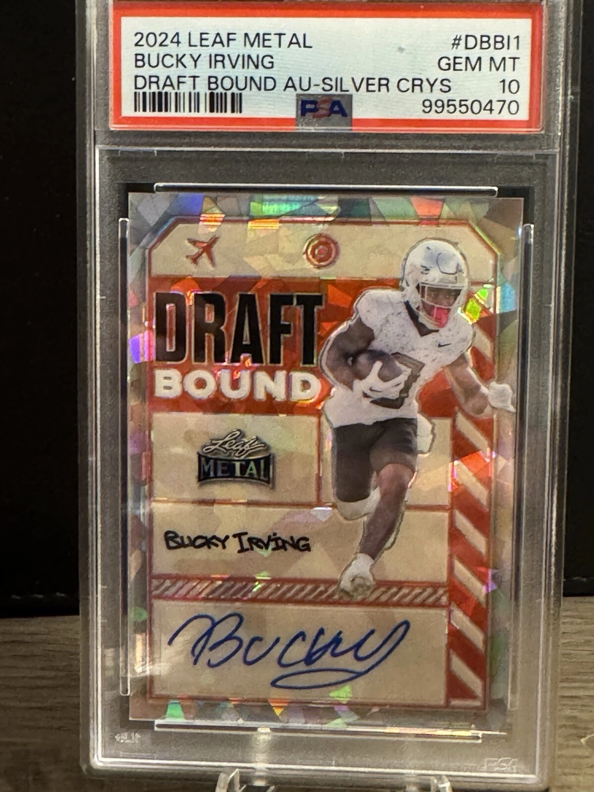 Bucky Irving Leaf Metal Draft Bound Autographs #DBBI1 Silver Mojo