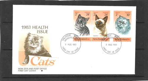 New Zealand 1983 Health Cats FDC Unaddressed
