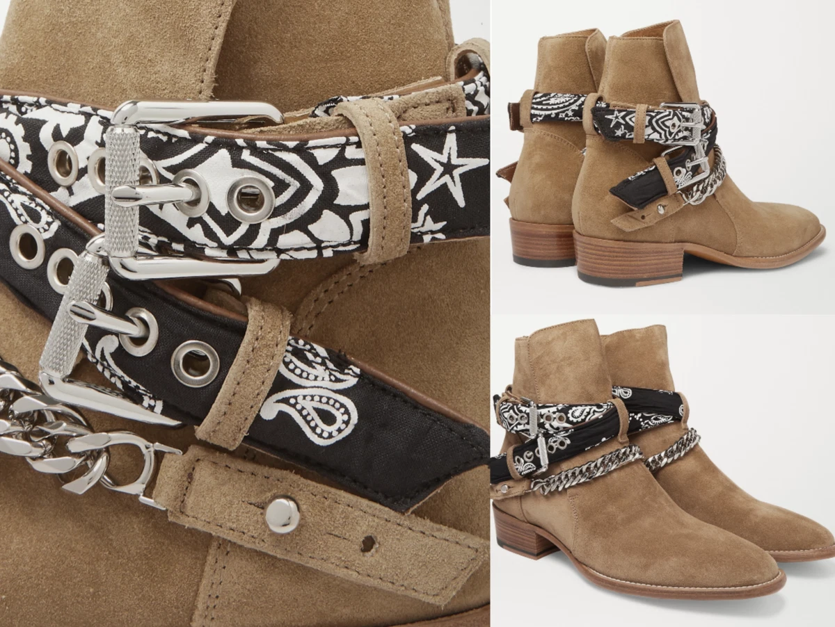 AMIRI logo-jacquard suede boots - Neutrals