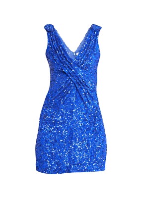 Rachel Gilbert Elio Hand-embellished Blue Mini Dress Size 4 | eBay