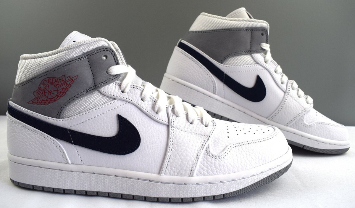 Nike Air Jordan 1 Mid 'Paris' White Blue Grey Men's Sneakers