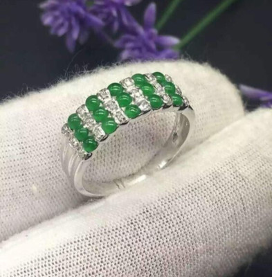 Natural Jade 2Ct Round Cut Women's Engagement Ring Sterling Silver 925