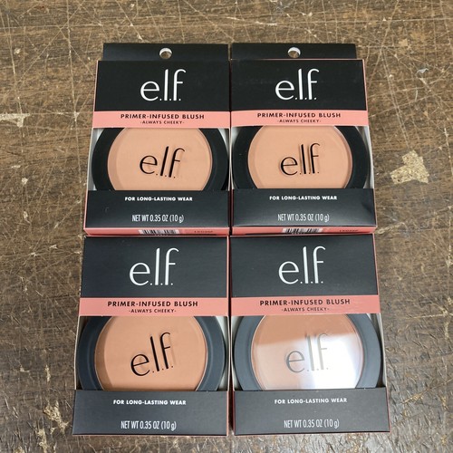 4 Pack e.l.f. PrimerInfused Blush, Always Cheeky 83091, 0.35 oz Each