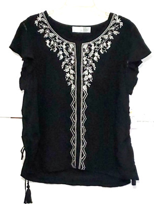 A Time & True Women's Top Plus Embroidered Fairycore Whimsigoth Boho  XXL NWT