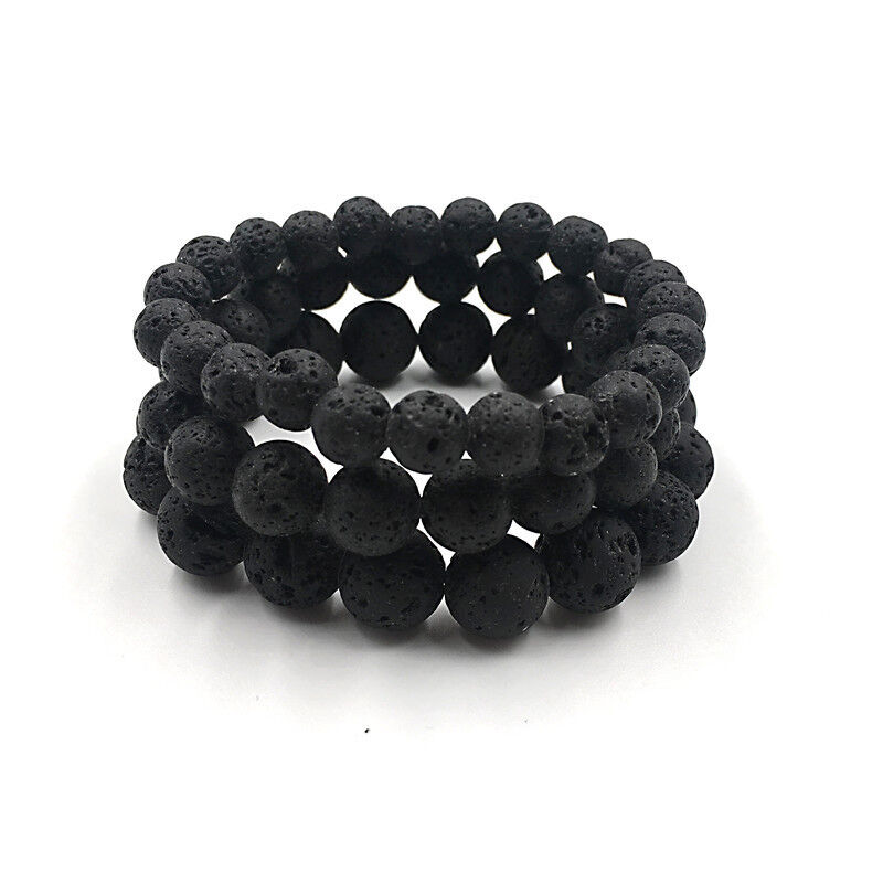 Black Lava Round Bead Stretch Bracelet Black Lava Round Bead Stretch Bracelet