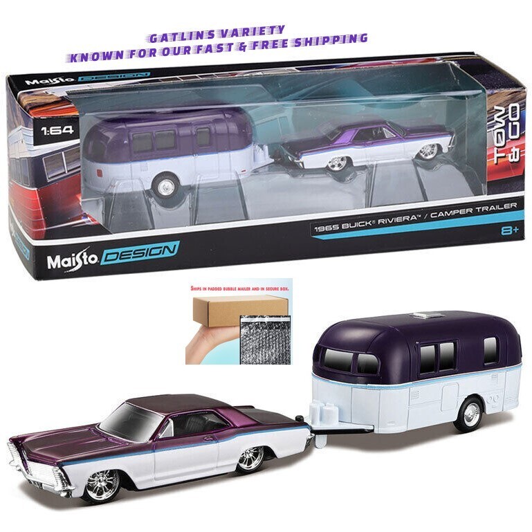 Maisto Design Tow & Go 1965 Buick Riviera / Camper Trailer 1:64