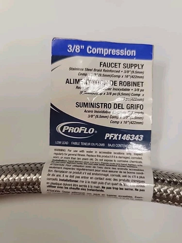 (lot of 4) PROFLO PFX146343 3/8" Comp X 3/8" FIP X 16" Stainless Steel and - Picture 3 of 6