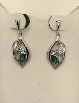 Sterling Silver Green Spinel Post Earrings