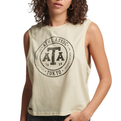 Tank Top Superdry Femme Vintage Collegiate - Noir, 100% Coton, Taille XS Avec étiquettes