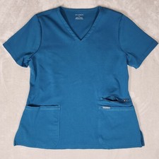 Jaanuu Scrub Top Womens Large Blue Pockets Medical Hospital Doctor Nurse Tech