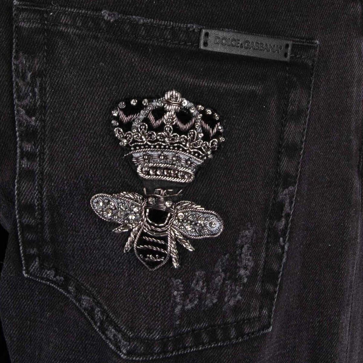 DOLCE & GABBANA Straight Jeans Trousers Bee Crown Goldwork DOLCE & GABBANA Straight Jeans Trousers Bee Crown Goldwork