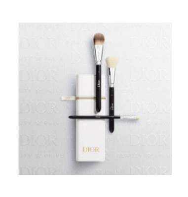 NIB Dior 3pc Makeup Brush Set with White Case Brush No 11 16 21