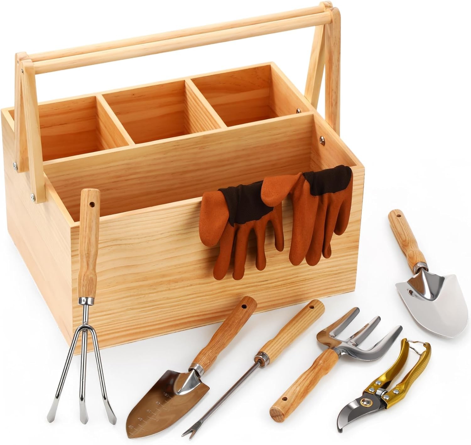 Remerry 8-piece gardening tool set, including a picking basket