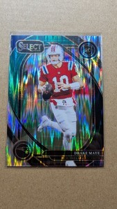 2024 Panini Select-Drake Maye Black Green Shock Prizm Rookie Club Level #218 RC