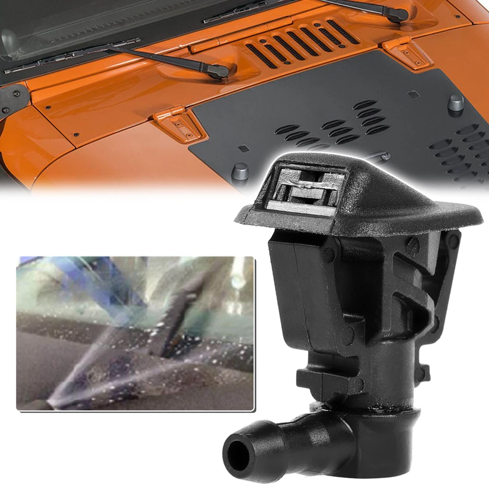 Par de boquillas pulverizadoras limpiaparabrisas delantero para Jeep Wrangler JK 2013-2017 Foto 3 de 4