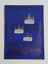 Blue Metallic Acrylic Paint Painting ACEO ATC OOAK
