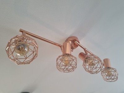 Moderne Deckenlampe Kupfer/Roségold   4 Strahler schwenkbar   Loft Style