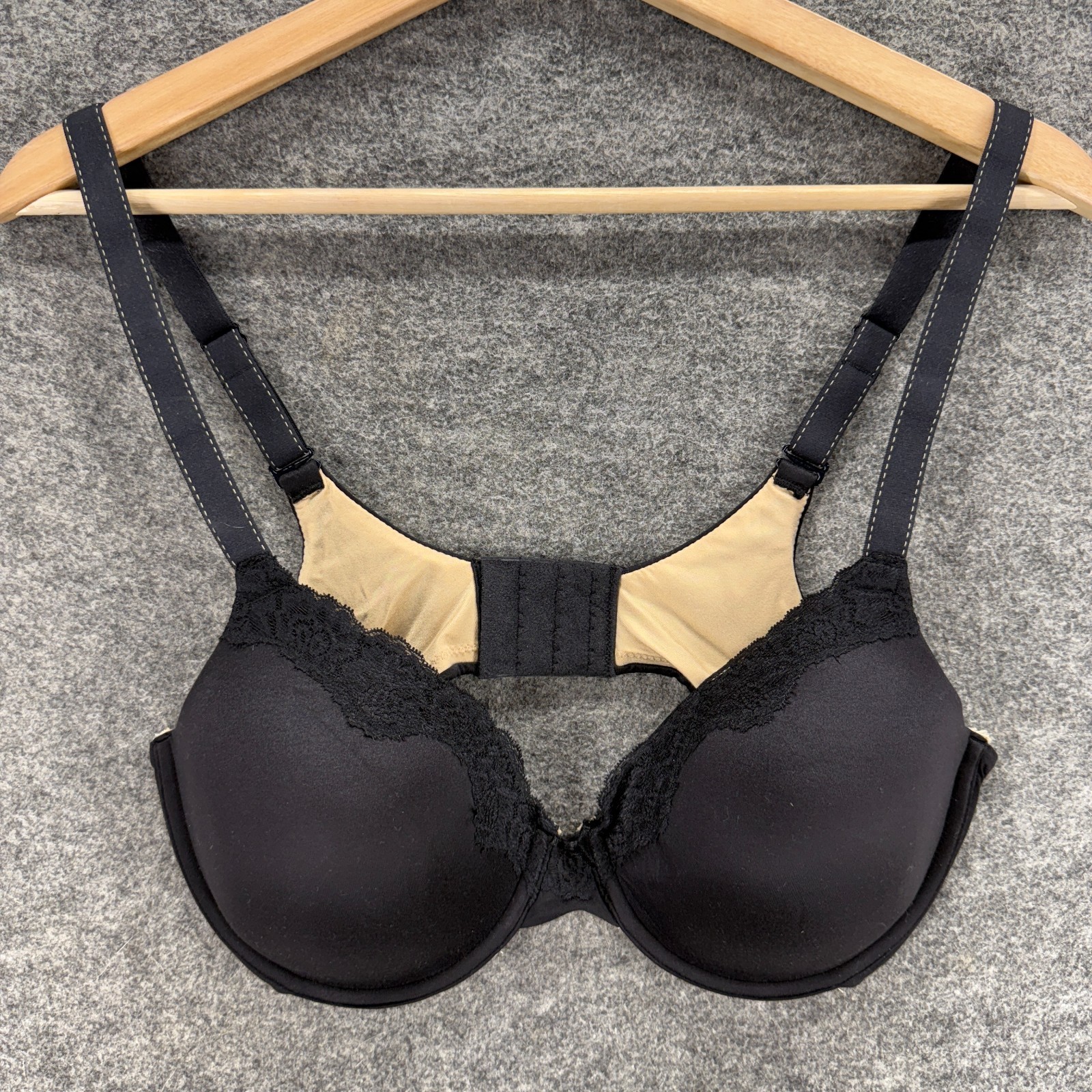 Maidenform Bralette Bra Women 36D Black Lace Opaque Underwired Push Up Nylon-image