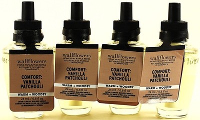 4  Bath & Body Works COMFORT VANILLA PATCHOULI Wallflowers Fragrance Oil Refills