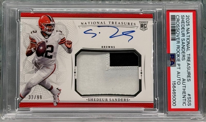 SHEDEUR SANDERS 2025 National Treasures Crossover Rookie Patch Auto RPA /99 PSA