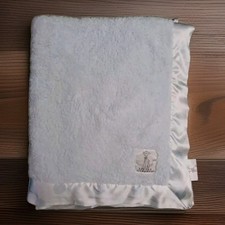 Little Giraffe Blue White Polka Dot Trim Border Baby Blanket NWT