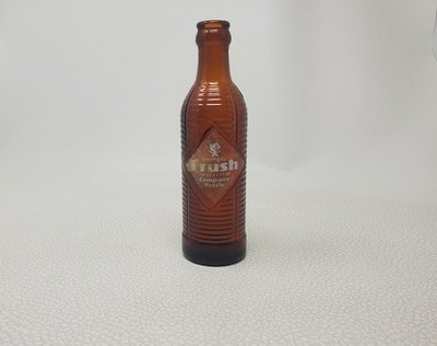 Vintage Orange Crush Bottle Amber Glass ACL Soda 1940s Ribbed Mold 324