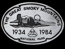 LG27147 VINTAGE 1984 THE GREAT SMOKY MOUNTAINS NAT'L PARK 50 YEARS BUCKLE