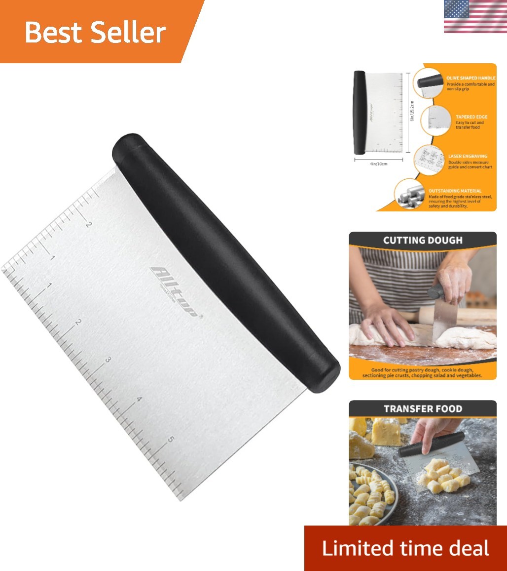 Easy-Clean Dough Cutter & Scraper with Measurement Marks for Accurate Portions