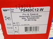 Pass & Seymour PS460C12-W Pin & Sleeve watertight Connector 60Amp 125/250V 3P 4W