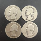 Lot of 4 Washington Silver Quarter Various Dates 1935d 1936d 1936 1938