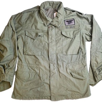Vtg Alpha Industries M65 Field Jacket Medium Regular OG 107 USA Made Navy SEAL