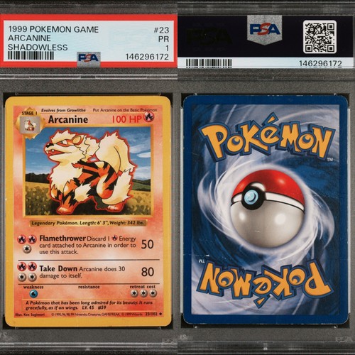 Arcanine (Shadowless) graded PSA 1 for sale on eBay