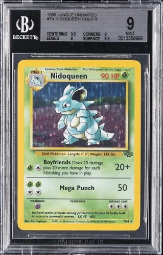 1999 POKEMON JUNGLE #7 NIDOQUEEN-HOLO BGS 9