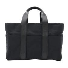 HERMES Acapulco MM Tote Bag Handbag Nylon Leather Black