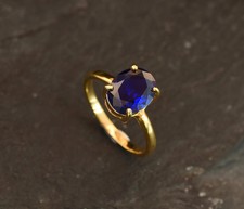 3Ct Oval Cut Natural Sapphire Anniversary/Wedding Ring 925 Sterling Silver Sz 7