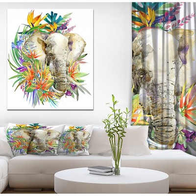 Designart ''Cute wild elephant'' Sketch of Farmhouse Animals