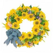 18Inch Sunflower for Front Door,Artificial Ribbon paired with Small Yellow