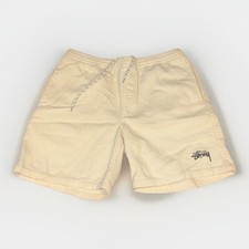 Stussy Shorts Mens 30 Beige Cream Corduroy Sweats Drawstring Casual Skate Logo