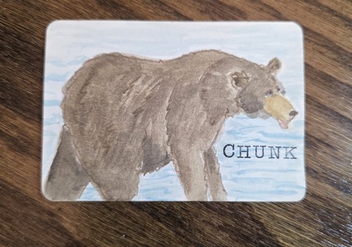Fat Bear Week Bear Chunk Original Watercolor ACEO Bear Art 2.5x3.5