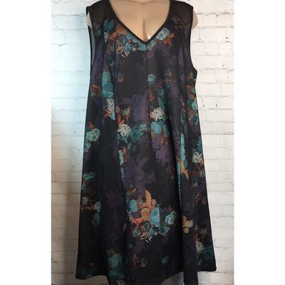 Spenser Jeremy Woman Mesh & Floral Sleeveless Dress Size 3X Goth Witchy Mesh