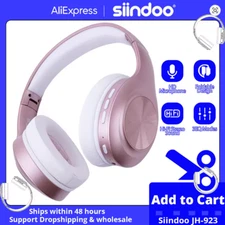 Siindoo JH-923 Foldable Bluetooth Headphones Over-Ear Hi-Res Mic Rose Red