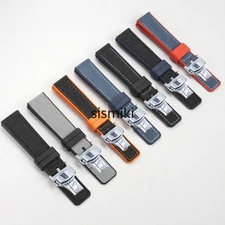 Nylon Silicone Rubber Bracelet Watch Band Strap Deployment Clasp Buckle 20/22MM