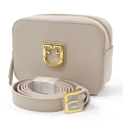 FURLA Beige Leather Waist Pouch Body Bag US TAX Includ