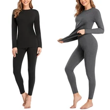 2 Pack Thermal Underwear for Women, Fleece Lined Winter Base Layer Set
