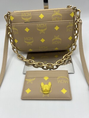 MCM ミニークロス バック 新品 MCM Color Splash Logo Leather Mini Pouch Crossbody Handbag +