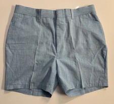 Vtg 80's SEARS The Mens Store Perma Prest Light Blue Flat Front Shorts Size 38