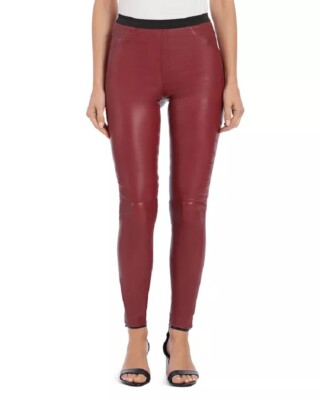 Bagatelle City Stretch Leather Legging Skinny Pants Burgundy SZ M NWT $595