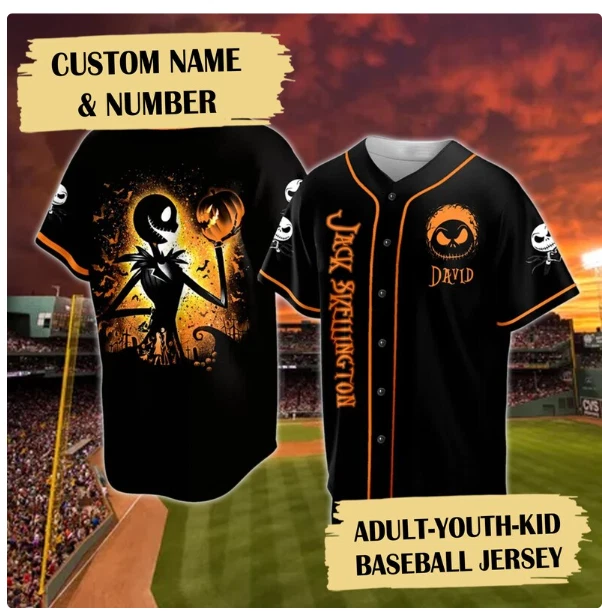 Jack Skellington 3D Baseball Jersey Shirt